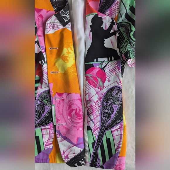 Vintage Blazer Short Sleeve Slim Fit  XS-S Floral Pink and Green - Picture 3 of 9